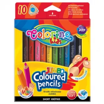Kredki kolorowe colorino JUMBO Trójkątne — 10 kolorów, 8,9 cm