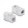 Keystone coupler DELOCK RJ45 jack-to-jack Cat.6A 90° kątowy UTP biały, płaski 16.9×33.1×19.9 mm