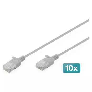 Kabel krosowy DIGITUS CAT6 U-UTP cienki, 5 m, szary – opakowanie 10 szt.