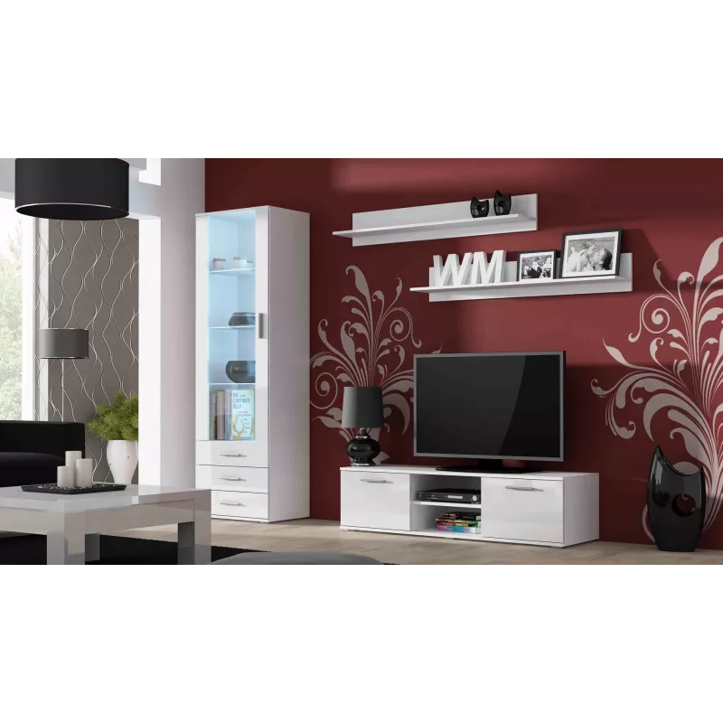 Cama stojak TV SOHO 140 biały/biały połysk