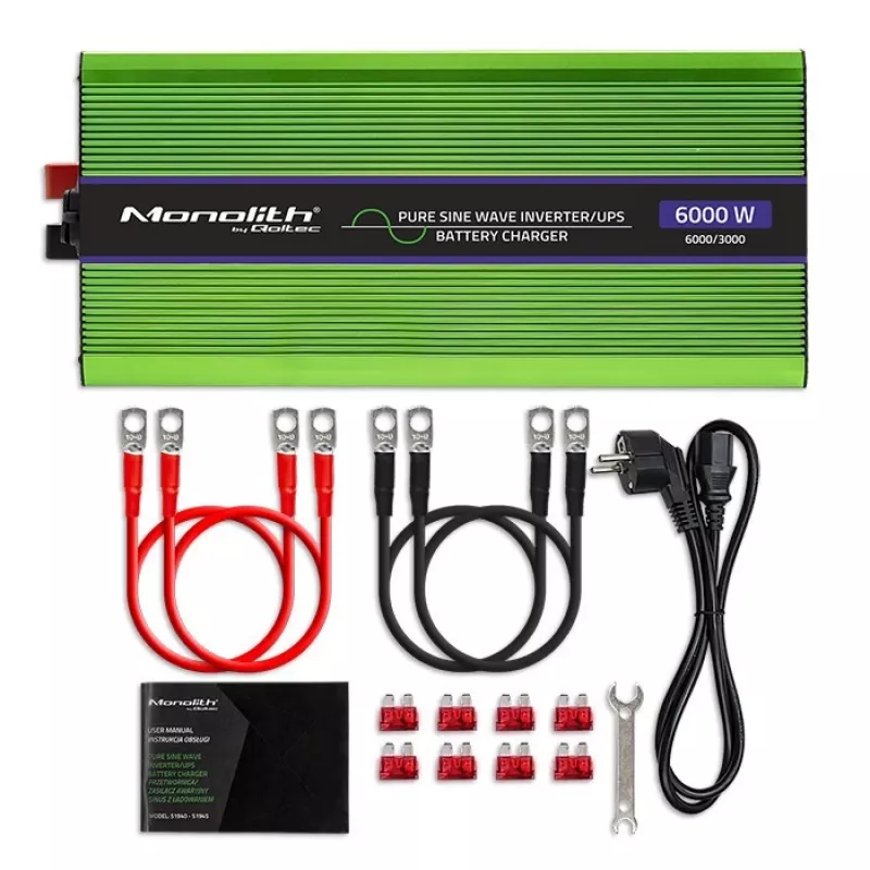 Przetwornica samochodowa Qoltec Monolith 6000 W Zielona 12 V