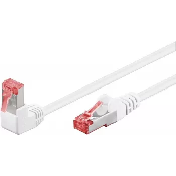 Kabel krosowy Goobay CAT 6 1x 90° skośny, S/FTP (PiMF), biały, 3 m - zaczep u góry, LSZH bezhalogenowy, miedź (51552)