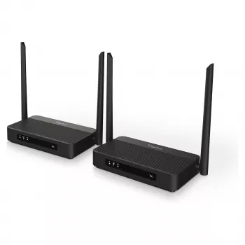 Zestaw bezprzewodowego przedłużacza HDMI KVM DIGITUS DS-55360 — nadajnik i odbiornik, bezprzewodowy, 100 m, 4K/60Hz, HDMI, USB-A/USB-C