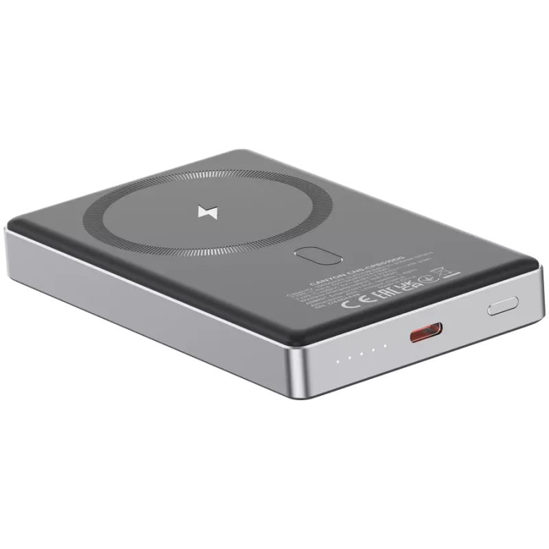 Canyon OnCharge 510 - Powerbank - 10.000 mAh - wejście USB-C - wyjście USB-C PD 20W + ładowanie bezprzewodowe magnetyczne
