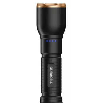 Latarka Duracell DF2500R — czarna, ręczna latarka akumulatorowa