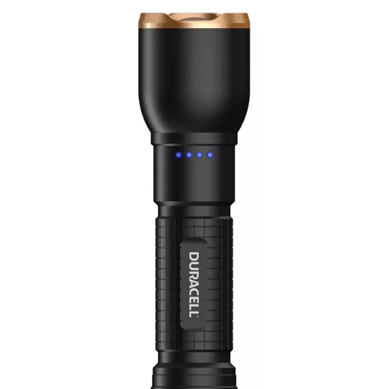 Latarka Duracell DF2500R — czarna, ręczna latarka akumulatorowa