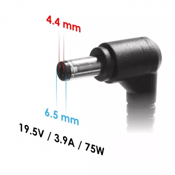Zasilacz do laptopa Akyga AK-ND-19 dla Sony, 75 W, 19,5 V, 3,9 A, 6,5 x 4,4 mm + pin
