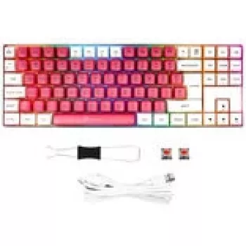 Mechaniczna klawiatura gamingowa GAMIAC TKL90G z przełącznikami Kailh czerwony, tenkeyless, biało-czerwona