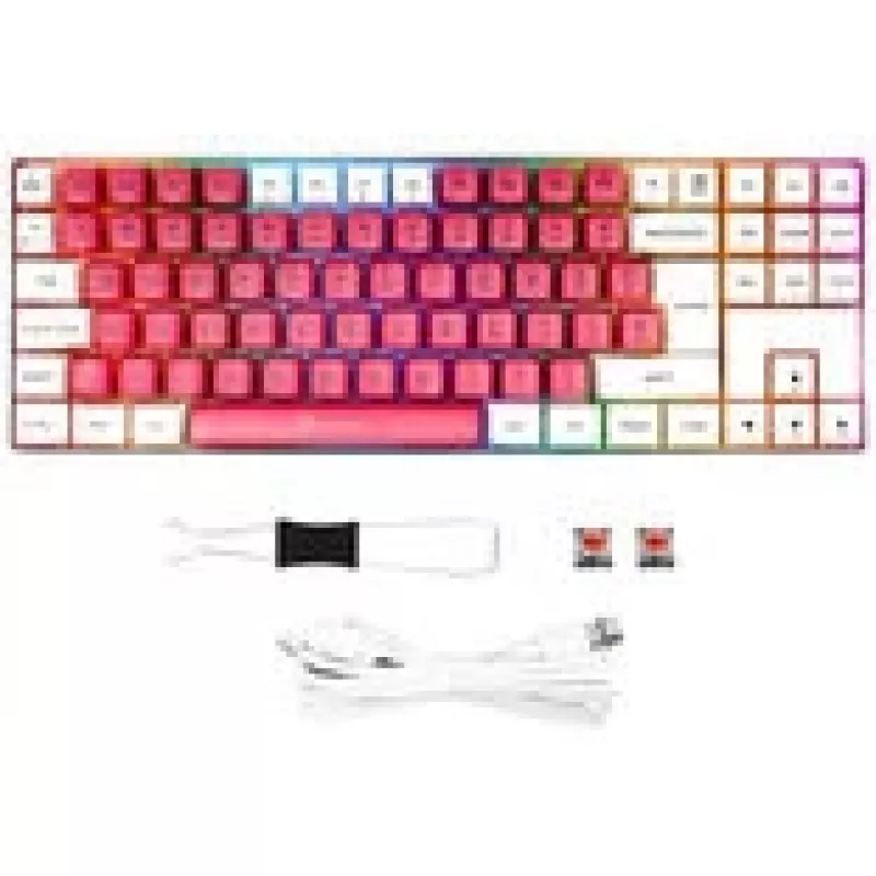 Mechaniczna klawiatura gamingowa GAMIAC TKL90G z przełącznikami Kailh czerwony, tenkeyless, biało-czerwona