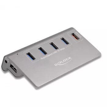 DeLOCK USB Hub 10 Gbps 4 porty Type-A 1 port szybkiego ładowania