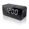 Zegar radiowy Muse M-192 CR — zegar cyfrowy, tuner FM, wyświetlacz LED 1,8 cala, czarne drewno, zasilanie AC 100–240 V, bateria zapasowa AAA