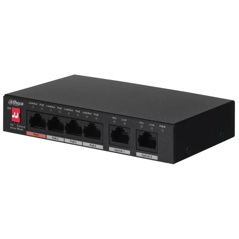 Dahua Technology PFS3006-4ET-60 niezarządzalny przełącznik L2 Fast Ethernet (10/100) Power over Ethernet (PoE) czarny