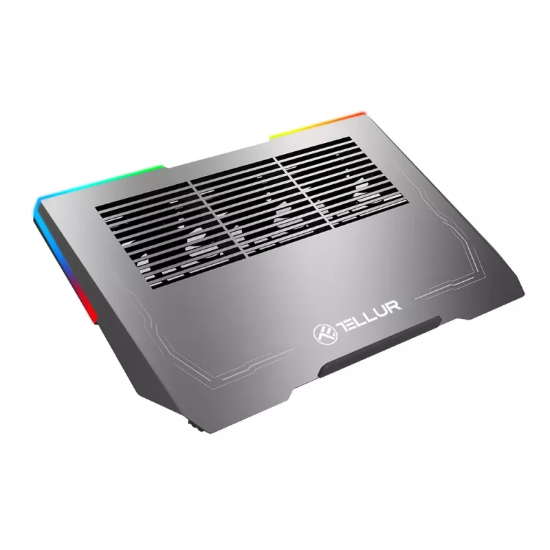 Chłodziarka do laptopa Tellur TLL491321 dla laptopów 17,3 cala, 3 wentylatory, podświetlenie LED RGB