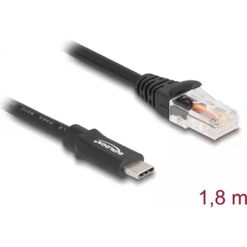 Adapter DeLOCK USB 2.0 Type-C męski do RS-232 szeregowego RJ45 męskiego 1,8 m czarny