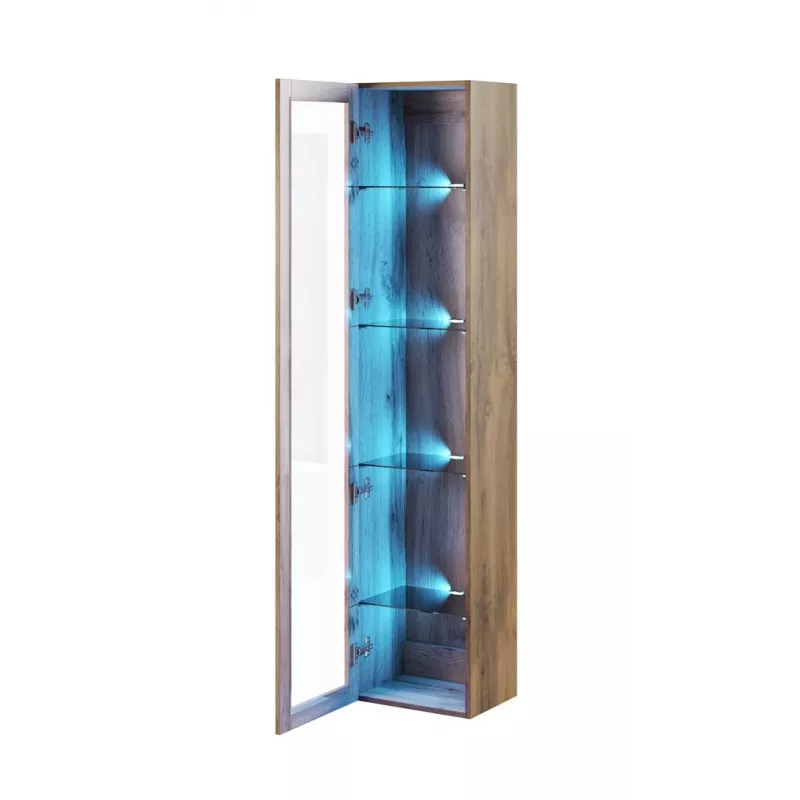 Gablota Cama Meble VIGO 180 — wisząca, szklana gablota ścienna, 1800×400×300 mm, dąb wotan