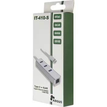 Inter-Tech Argus IT-410-S - USB 3.2 Gen 1 (3.1 Gen 1) Type-C - RJ-45 - USB 3.2 Gen 1 (3.1 Gen 1) Type-A - Szary - Aluminium - LAN - USB - Gigabit Ethernet (88885472)