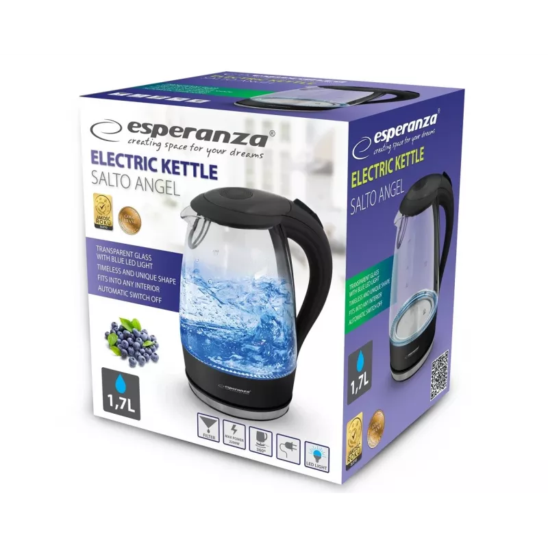 Esperanza - Czajnik elektryczny Nza Salto Angel EKK011K 2200W 1,7l Czarny (EKK011K)