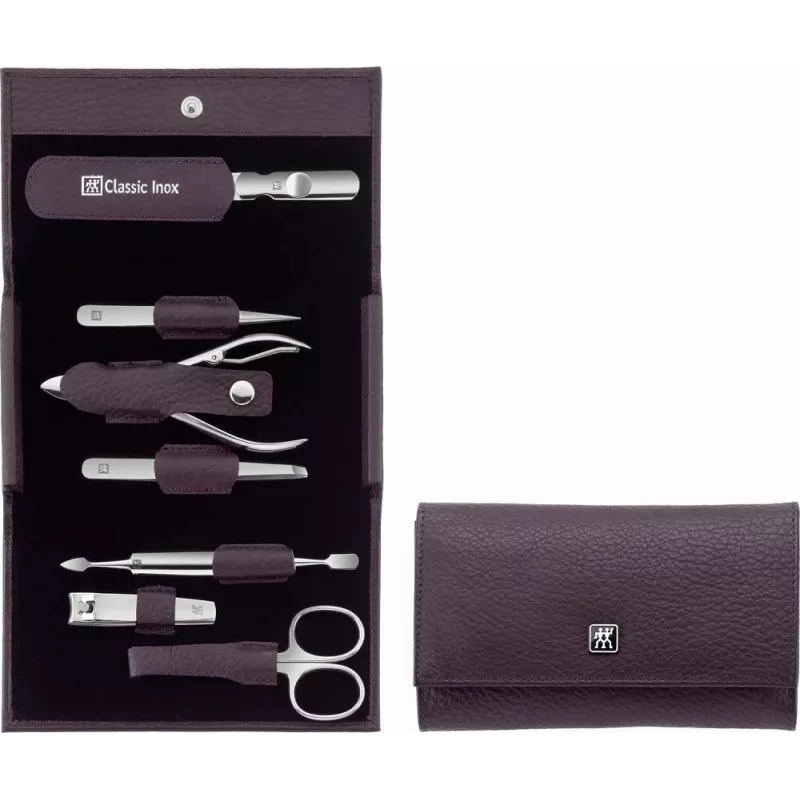 ZWILLING Classic, stal nierdzewna, 97646-008-0, podróżny zestaw do manicure, fioletowe etui, 7 elementów