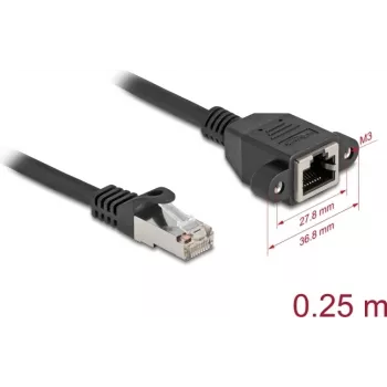 DeLOCK 90773 Kabel sieciowy Czarny 0,25 m Kat.6a S/FTP RJ-45