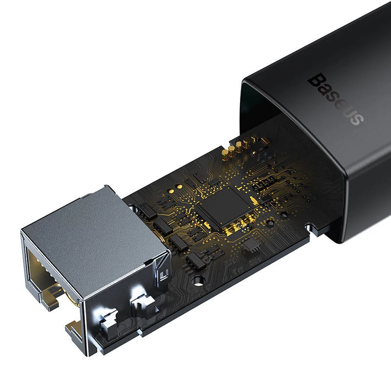 Baseus Lite Series adapter USB do RJ45, 100 Mb/s (czarny)