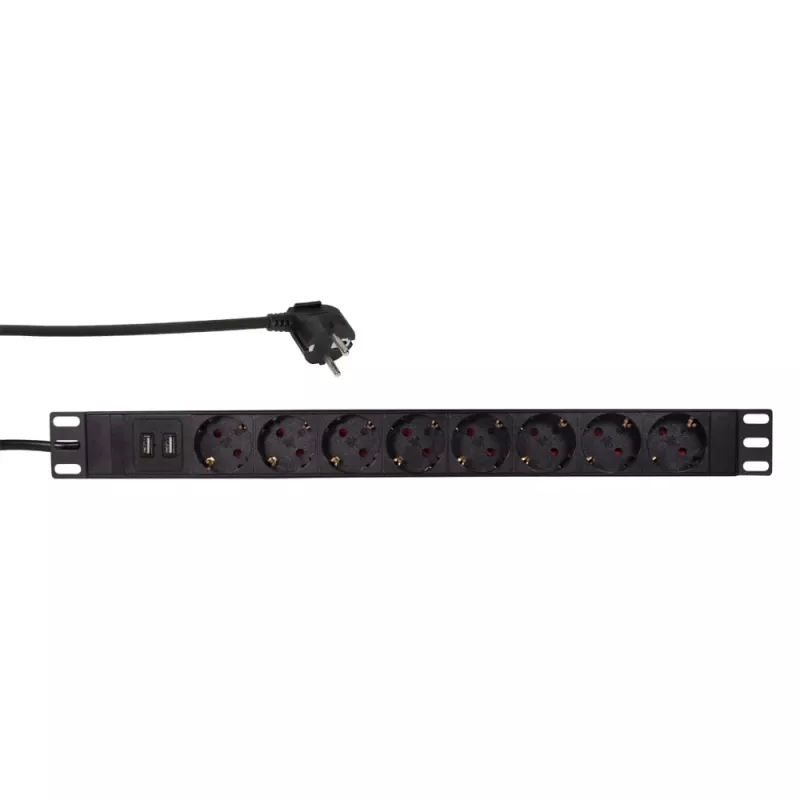 LogiLink - Stromverteilungseinheit (Rack - einbaufähig) - 3500 Watt - Eingabe, Eingang CEE 7/7 - Ausgangsanschlüsse: 8 (2 x USB, 8 x CEE 7/7) - 1U - 4