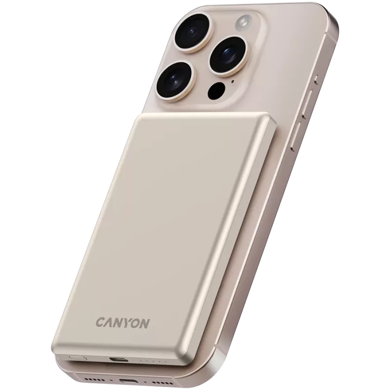 Canyon OnPower 505 - Powerbank - 5.000 mAh - wejście USB-C - wyjście USB-C PD 20W + ładowanie bezprzewodowe MagSafe 1