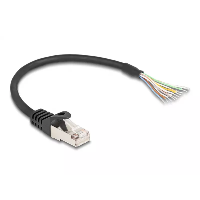 Kabel DeLOCK RJ50 męski do otwartych końcówek przewodów S/FTP 0,25 m czarny