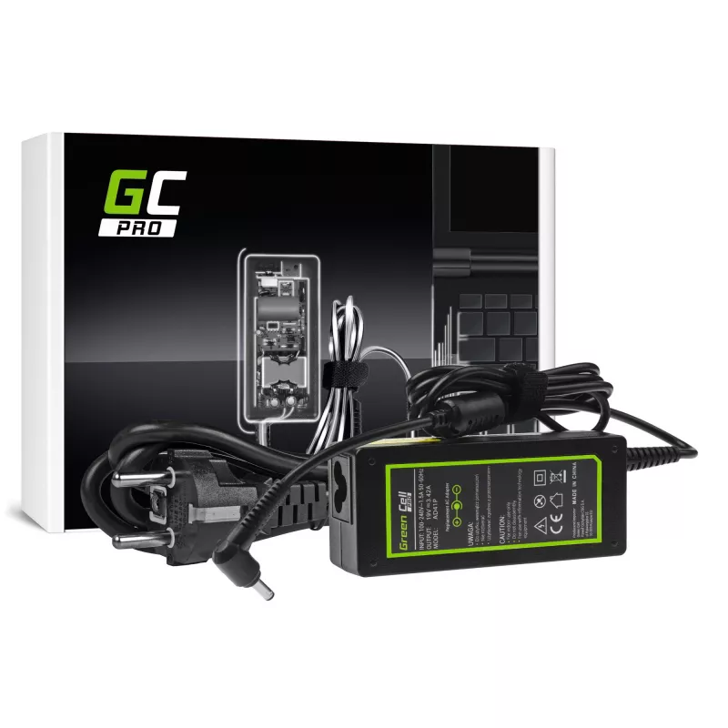 Zasilacz Green Cell AD41P 65W do laptopów ASUS, 19V 3,42A, wewnętrzny, czarny