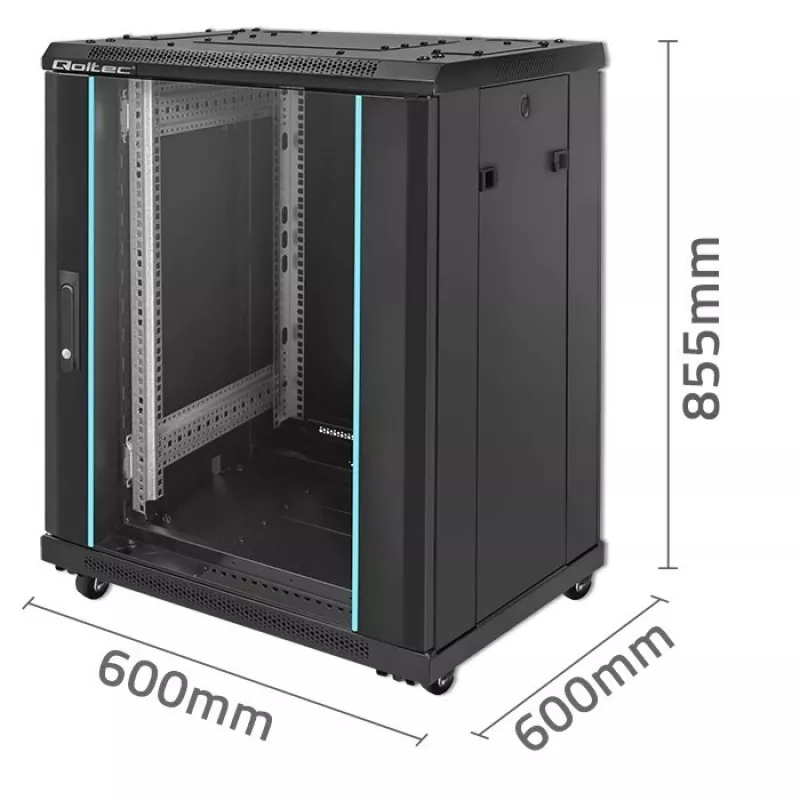 Szafa rack QOLTEC 54518 19 cali 15U — obudowa stalowa 19-calowa
