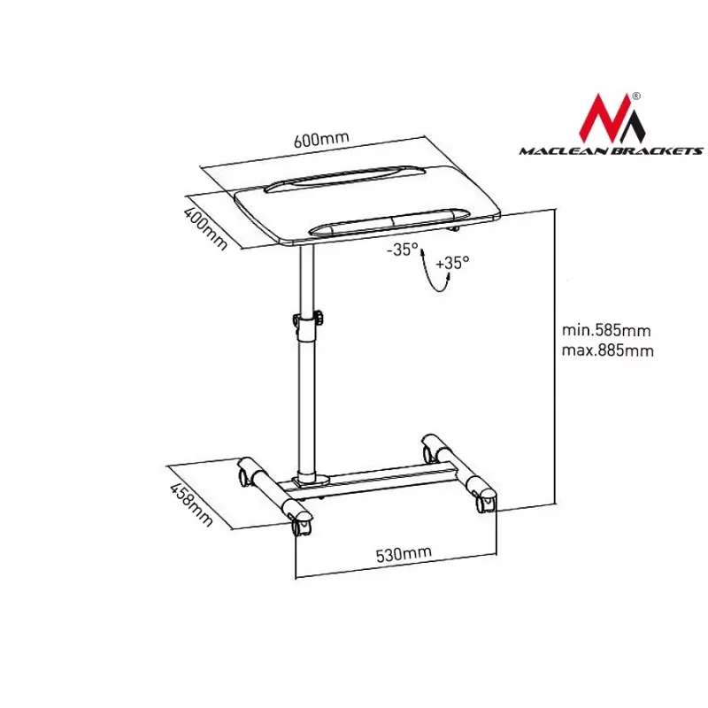 Wózek pod laptop/projektor Maclean, na kółkach, MC-671