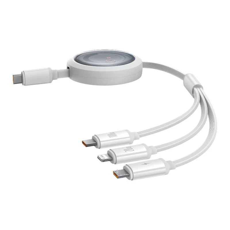 Kabel szybkiego ładowania 3w1 Baseus Free2Draw USB-C na USB-C/Lightning/Micro 100W, 1,1 m (biały)