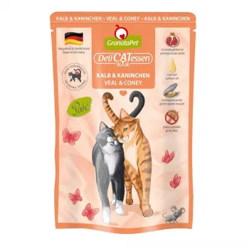 Mokra karma dla kota Fox4Pets DeliCATessen z cielęciną i królikiem 85 g saszetka, karma pełnoporcjowa, bezglutenowa i bez soi