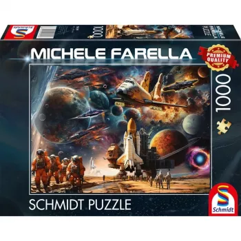 Puzzle Schmidt Spiele Michele Farella 1000 elementów — ilustracja podróży kosmicznej
