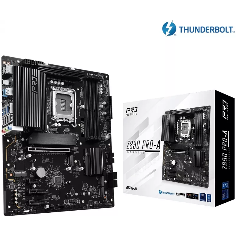 Płyta główna ASRock Z890 Pro-A ATX — chipset Intel Z890, LGA 1851, DDR5, 4x DIMM, 256 GB, 2.5Gb LAN, PCIe Gen5