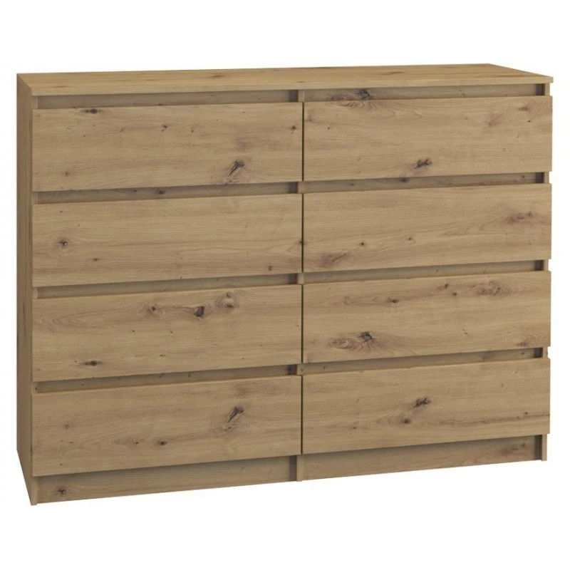 Komoda Topeshop M8 120 ARTISAN Dąb 8 szuflad
