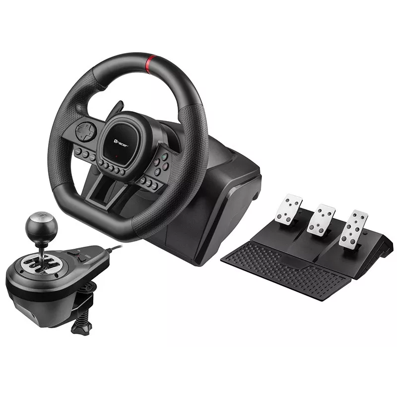 Manual gearbox shifter TRACER TRAJOY47345 — przewodowy kontroler simracingowy 6-w-1, kabel 1,8 m, czarny, ergonomiczny antypoślizgowy uchwyt, obrót 270°