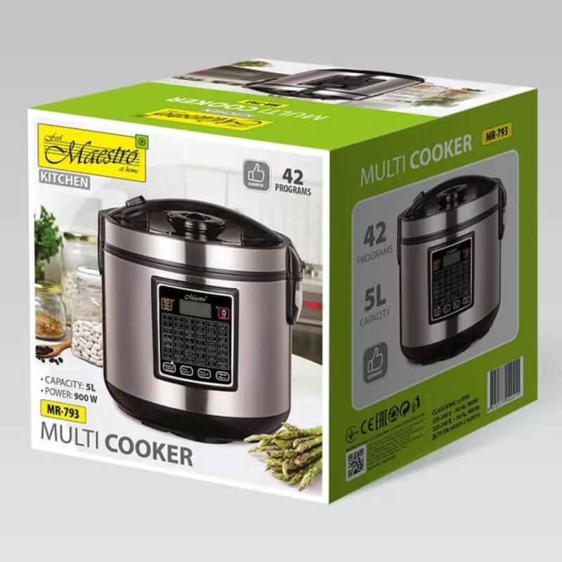Multicooker Maestro MR-793 5 L, 900 W, stal nierdzewna/czarny, 42 programy automatyczne, 40–160°C