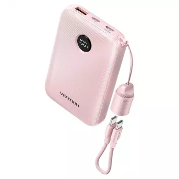 Power bank Vention FKAP0-C 10000 mAh, 2× USB-C + 1× USB-A, 22.5 W, Różowy