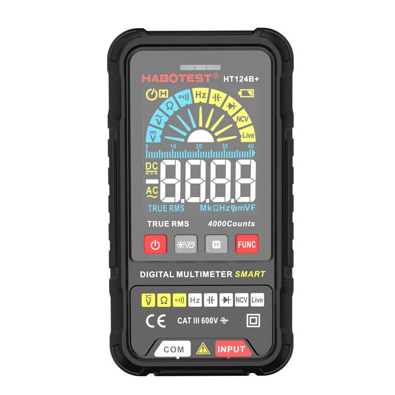 Multimetr cyfrowy Habotest HT124B+ — pomiar napięcia AC/DC i rezystancji