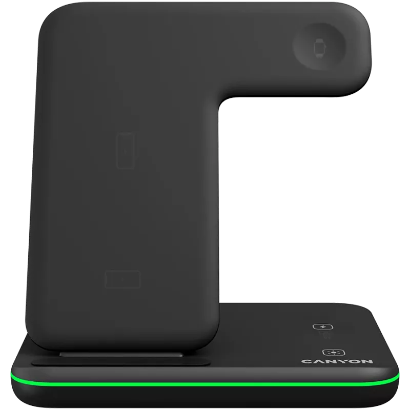 Stacja ładująca Canyon Wireless Charger Dock 3in1 QI dla Apple 15W czarna detal