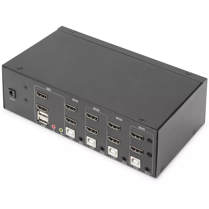 Przełącznik KVM Digitus DS-12883 4-portowy dwuekranowy 4K HDMI USB