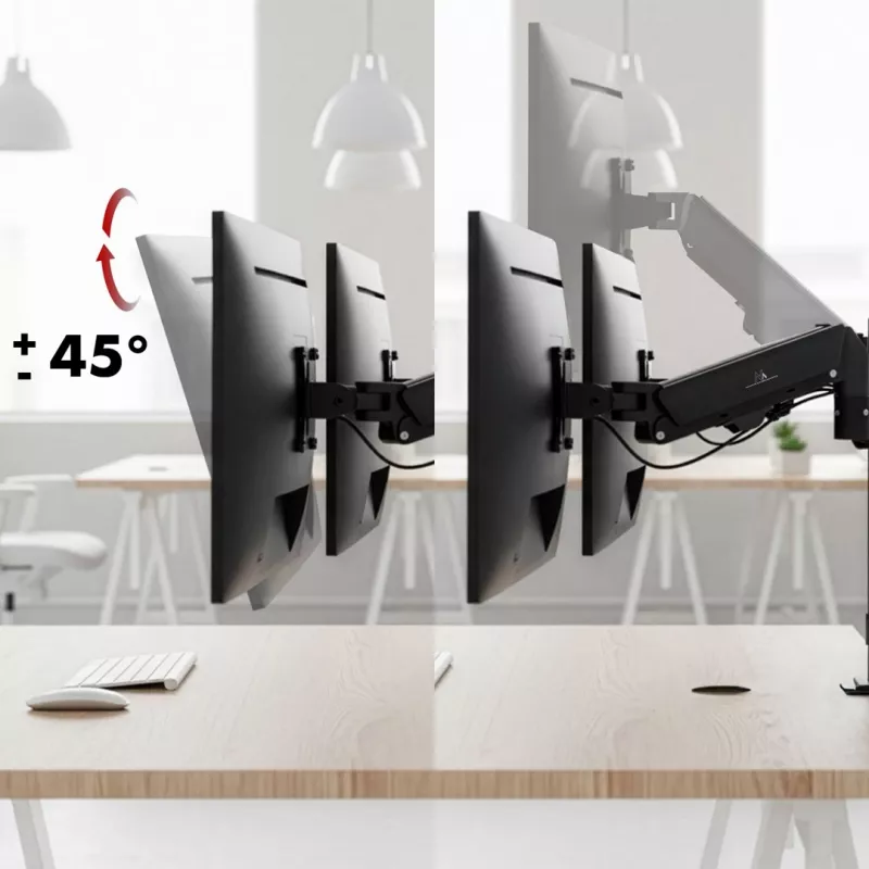 Uchwyt na 2 monitory Maclean, sprężyna gazowa, 17-32 inch, 2-10 kg, czarny, MC-136