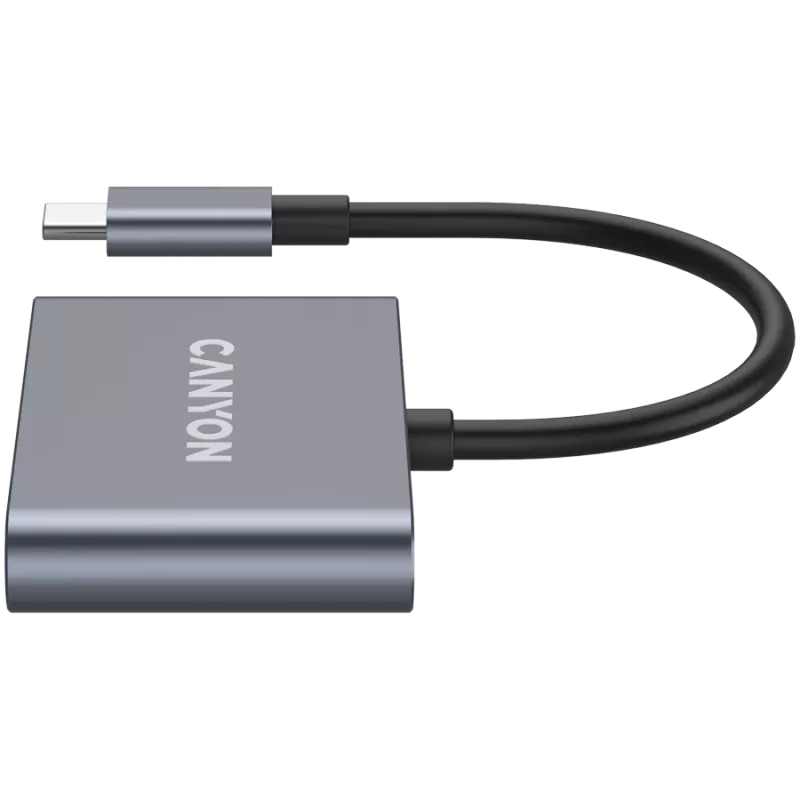 USB-C 3-w-1 Hub CANYON DS-3 Ciemnoszary — USB-C do USB-A + HDMI + PD passthrough