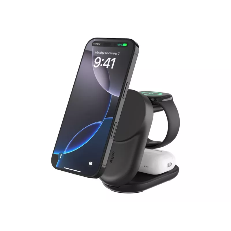 Ładowarka wewnętrzna Belkin UltraCharge 25W Qi2 3w1 magnetyczna EU czarna okrągła