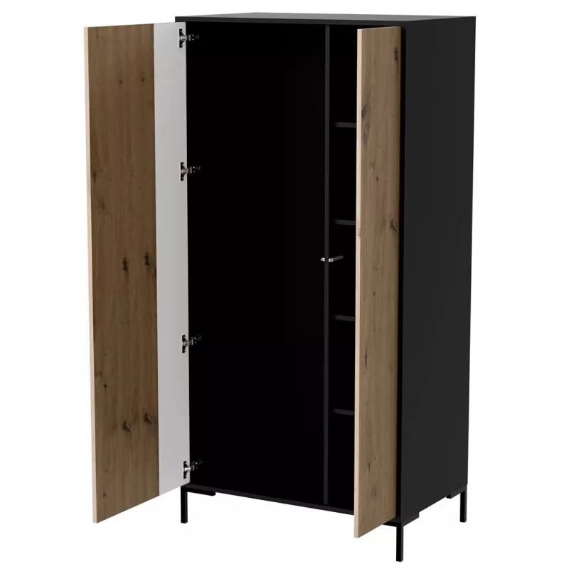 Szafa cama meble Cama v, czarna rama, 4 półki, 900×550×1840 mm
