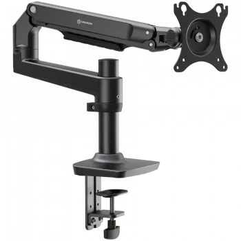 Biurkowy uchwyt do monitora ONKRON MS75-B dla ekranów 43,2–96,5 cm (17–38 cali), zacisk/przelotka, do 11 kg, VESA 75×75–100×100, regulowana wysokość, obrót i pochylenie