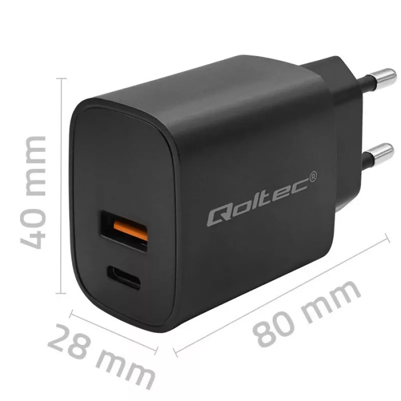 Zasilacz sieciowy QOLTEC 52377 GaN 30 W wyjście 5–20 V do urządzeń przenośnych
