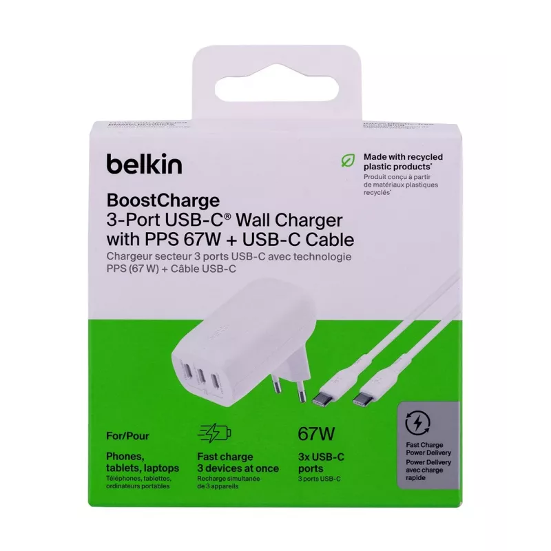Belkin BoostCharge Laptop, Smartphone, Universal Biały AC Fast charging do użytku wewnętrznego