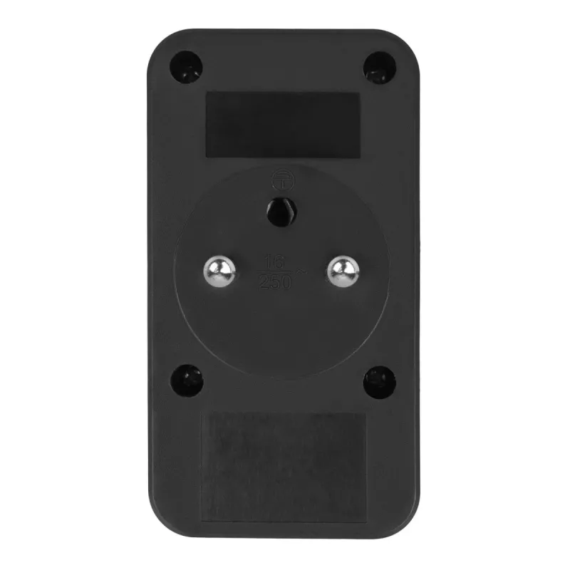 Rozgałęźnik zasilania MACLEAN MCE249 F/B — 2 gniazda AC (16A + 6A) z 2×USB-A i 2×USB-C PD 20W, wtyk EU, czarny