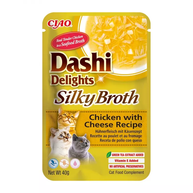 Mokry przysmak dla kota INABA Dashi Delights Silky Broth Chicken with Cheese 40 g saszetka jednoporcjowa